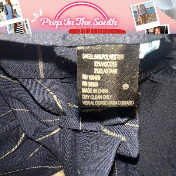 🖤 Antonio Melani Paper Bag Waist Pinstripe Wide Leg Cropped Pants – Size 8 - Picture 4 of 7